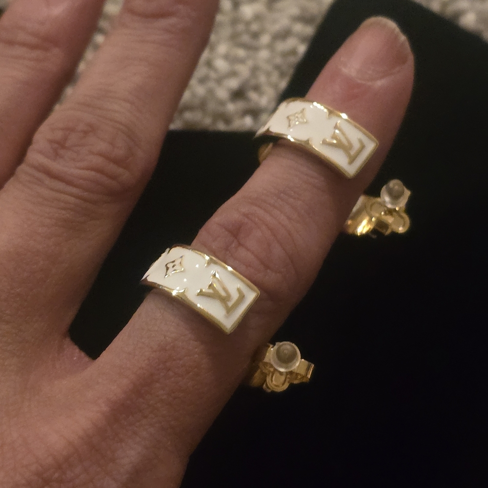 Gold and White Designer Earrings - Picture 8 of 13